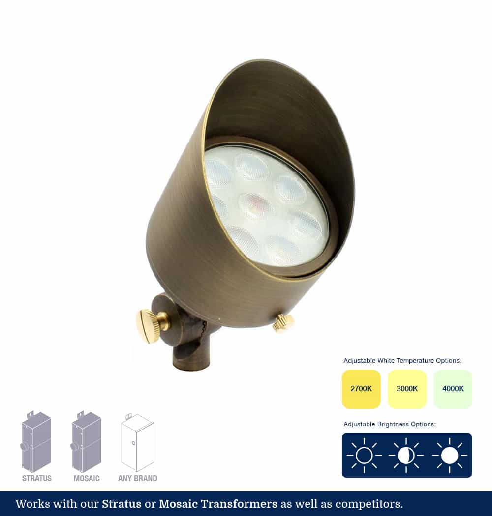 Landscape Lighting Up Light, 6 Watt, 2700k, 3000k, 4000k Selectable.  Three brightness settings.  Four beam angle lenses included.