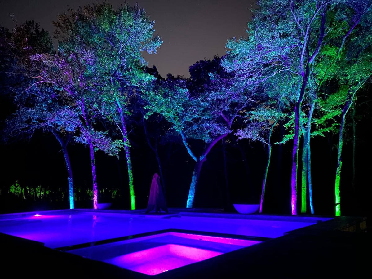 Backyard Full Color Landscape Lighting.