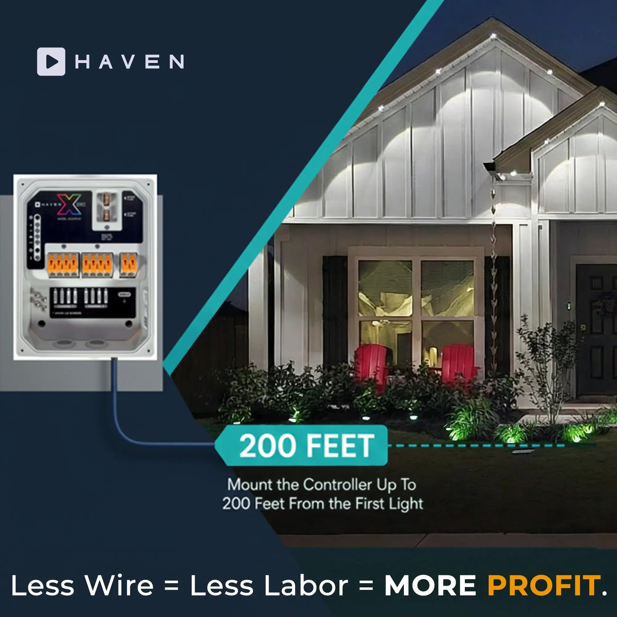 Haven Lighting X Series controller with Genesis lights on home