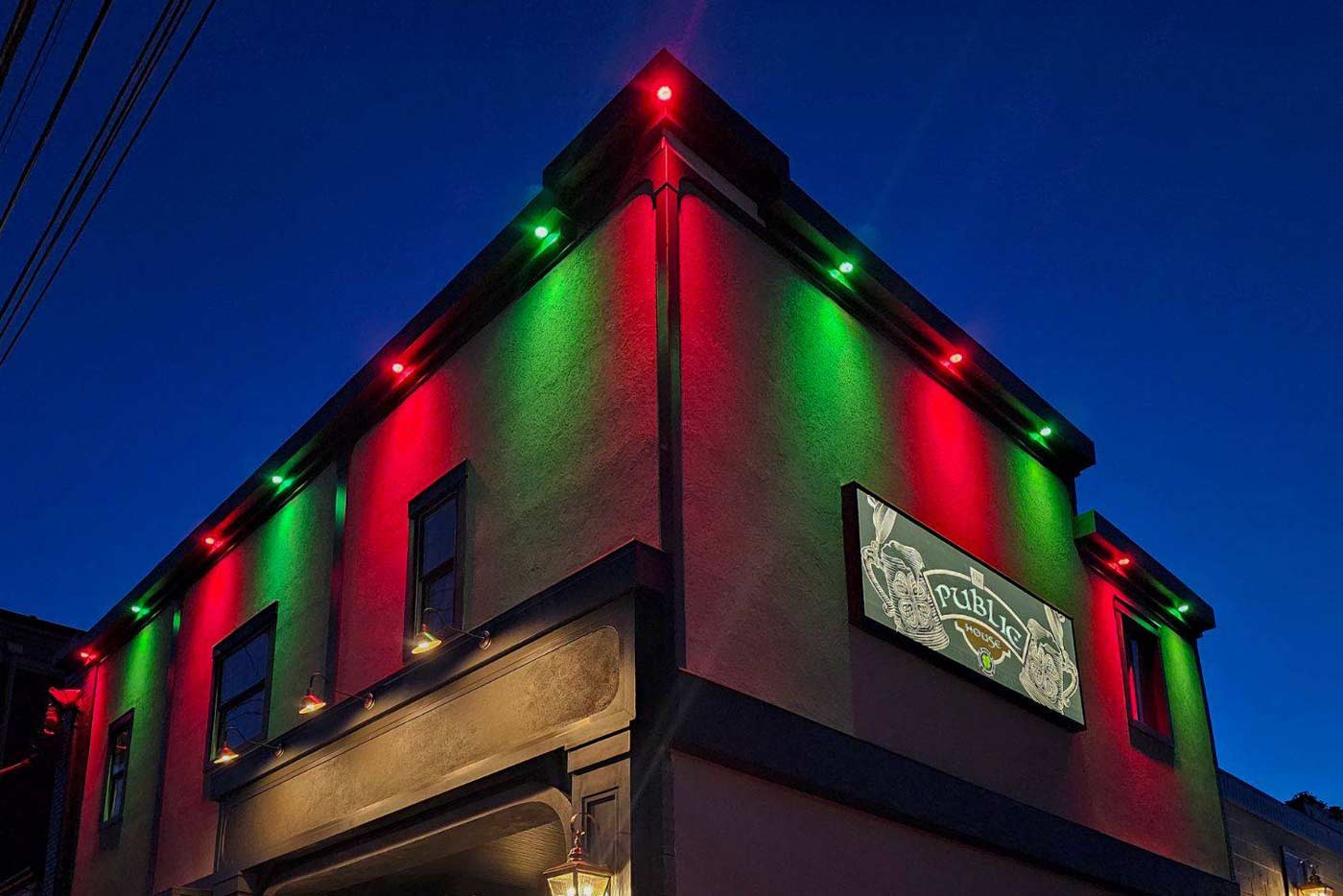 Color Down Lighting on a Restaurant