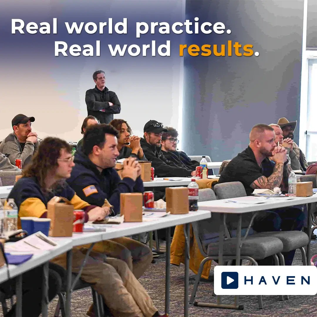 Classroom of adult technicians training at Haven Lighting