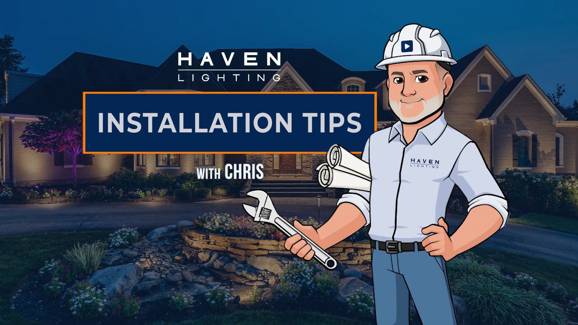 house with lighting on it and a figure in front