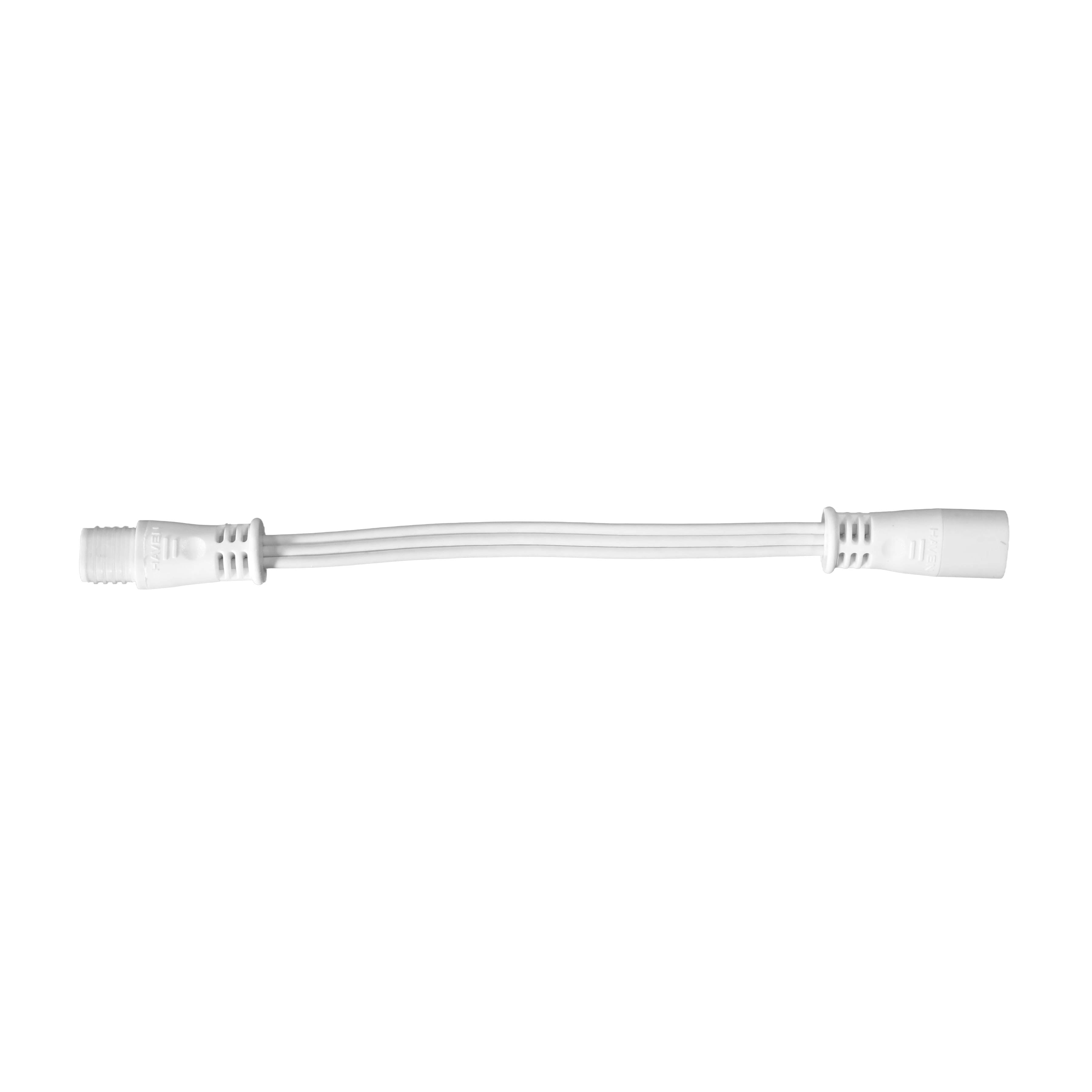 A white 6 inch extension cable with white connectors on both ends.